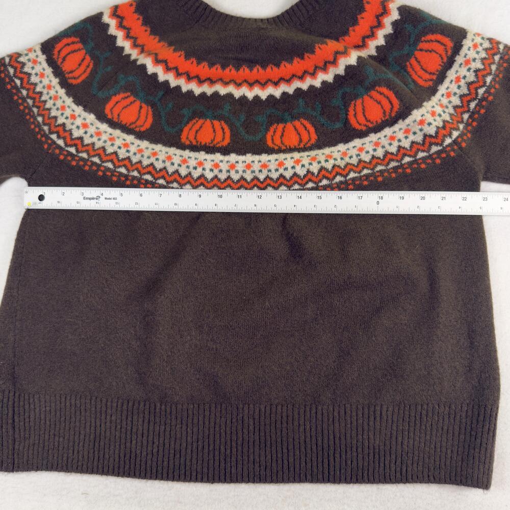 New VINCE CAMUTO Fall Sweater Halloween Pumpkin Fair Isle Brown Pullover Size L - Picture 5 of 11